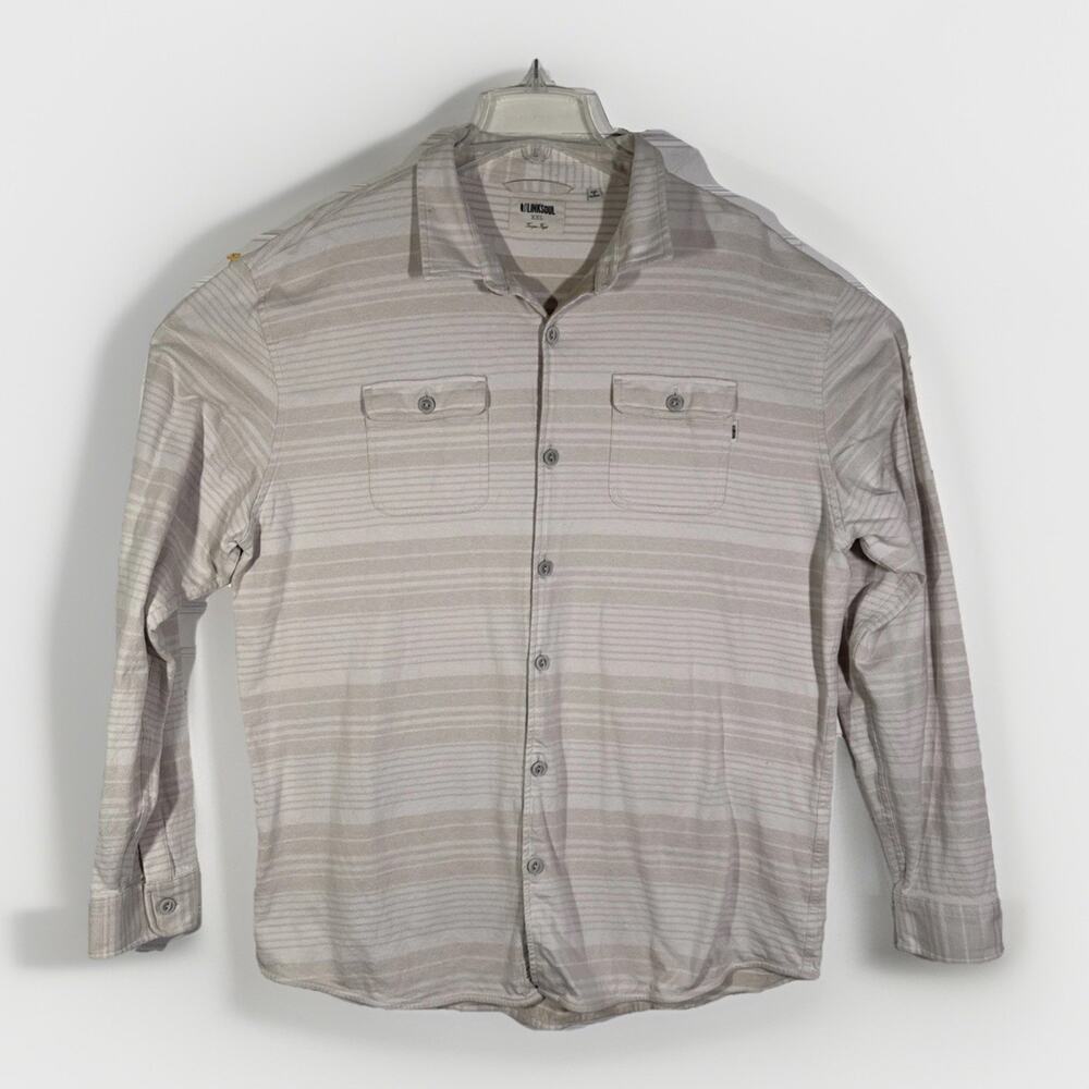 LinkSoul Long Sleeve Casual Shirt - 100% Cotton - Men's XXL - Striped Button Up